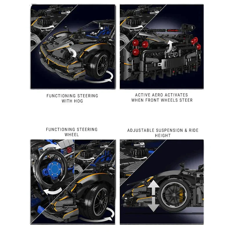 Mould King 13182 - Carbon-Fiber Italian Hypercar - vue 9 | Power Blockz