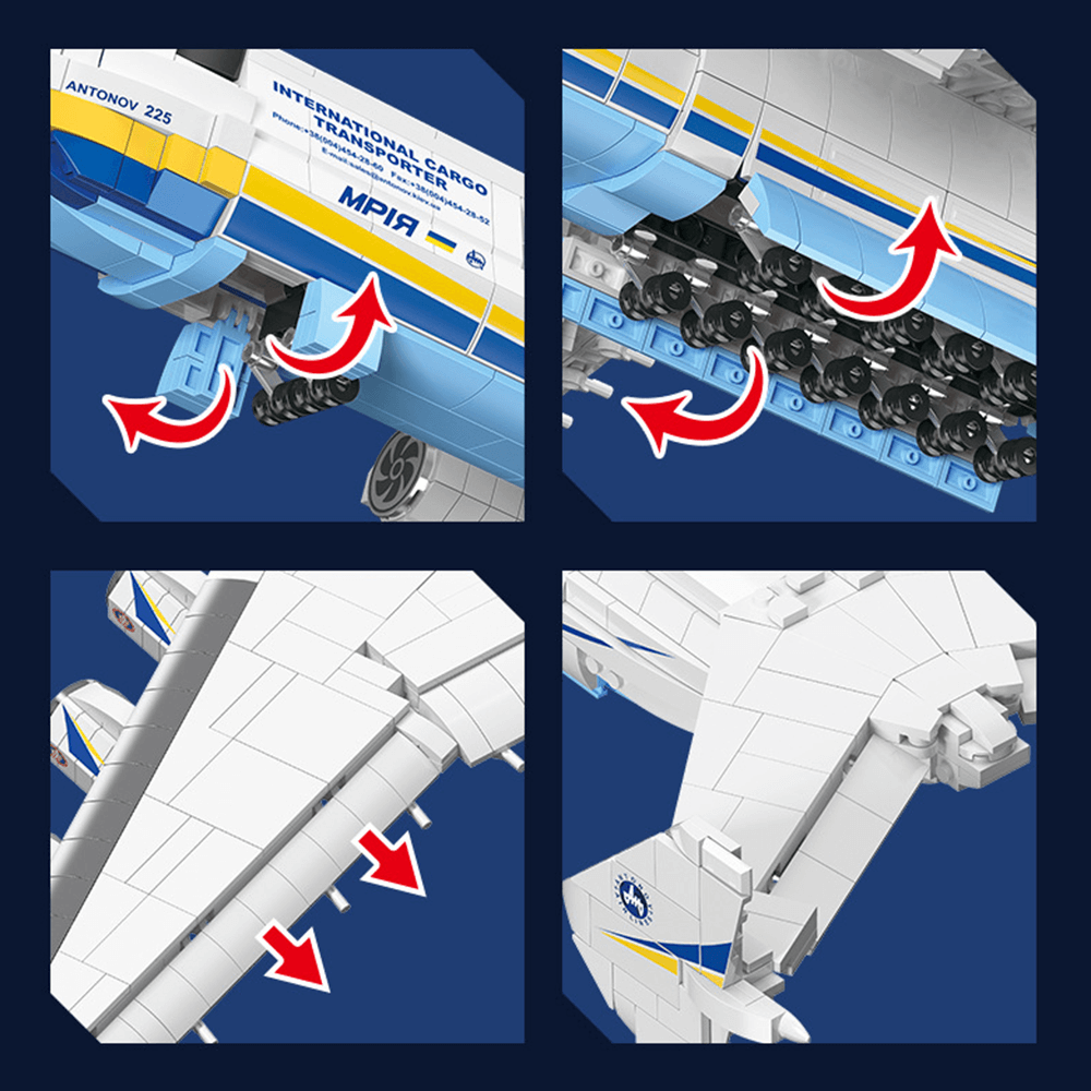 Jiestar JJ9093 - Antonov An-225 Giant Cargo Plane - vue 4 | Power Blockz