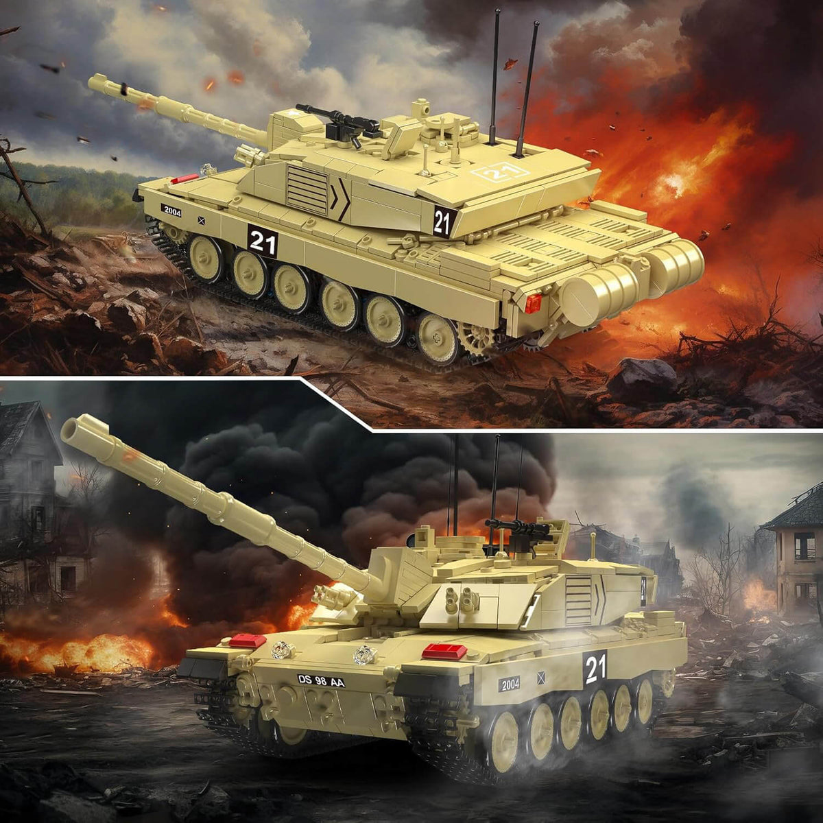 Mould King 2037 - Challenger 2 Battle Tank RC - vue 6 | Power Blockz