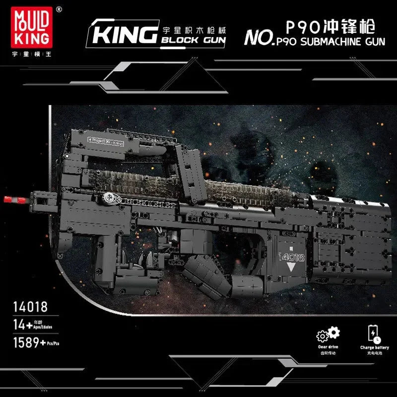 Mould King 14018 - Motorized P90 SMG - vue 2 | Power Blockz