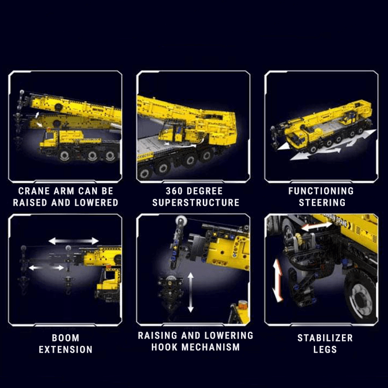 Mould King 17073 Yellow - Construction Crane Remote Control - vue 8 | Power Blockz