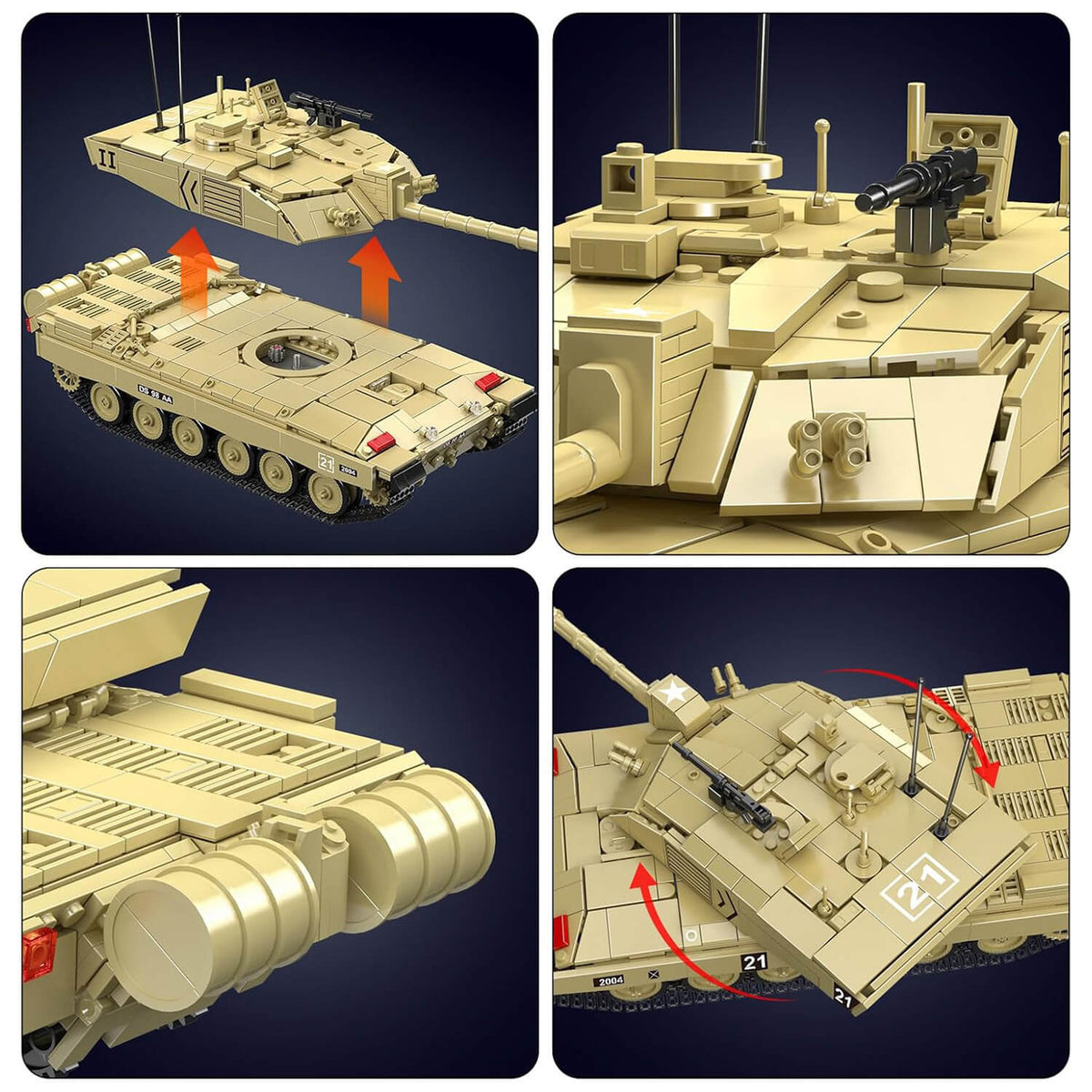Mould King 2037 - Challenger 2 Battle Tank RC - vue 9 | Power Blockz