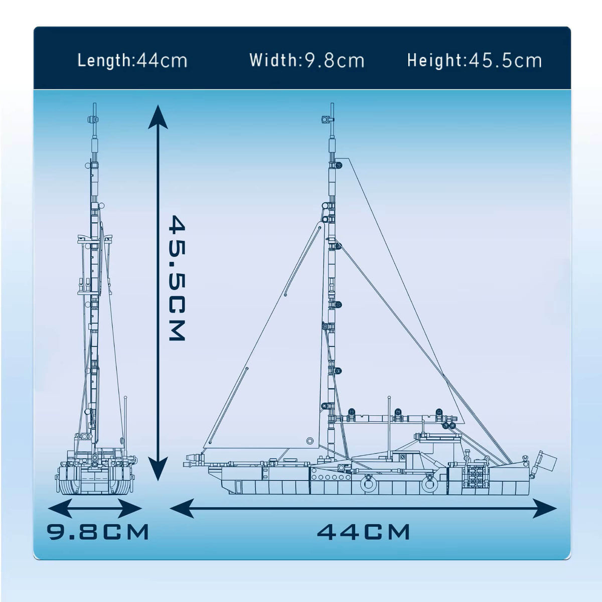 Mould King 10194 - Bluewater Ocean Sailboat - vue 5 | Power Blockz