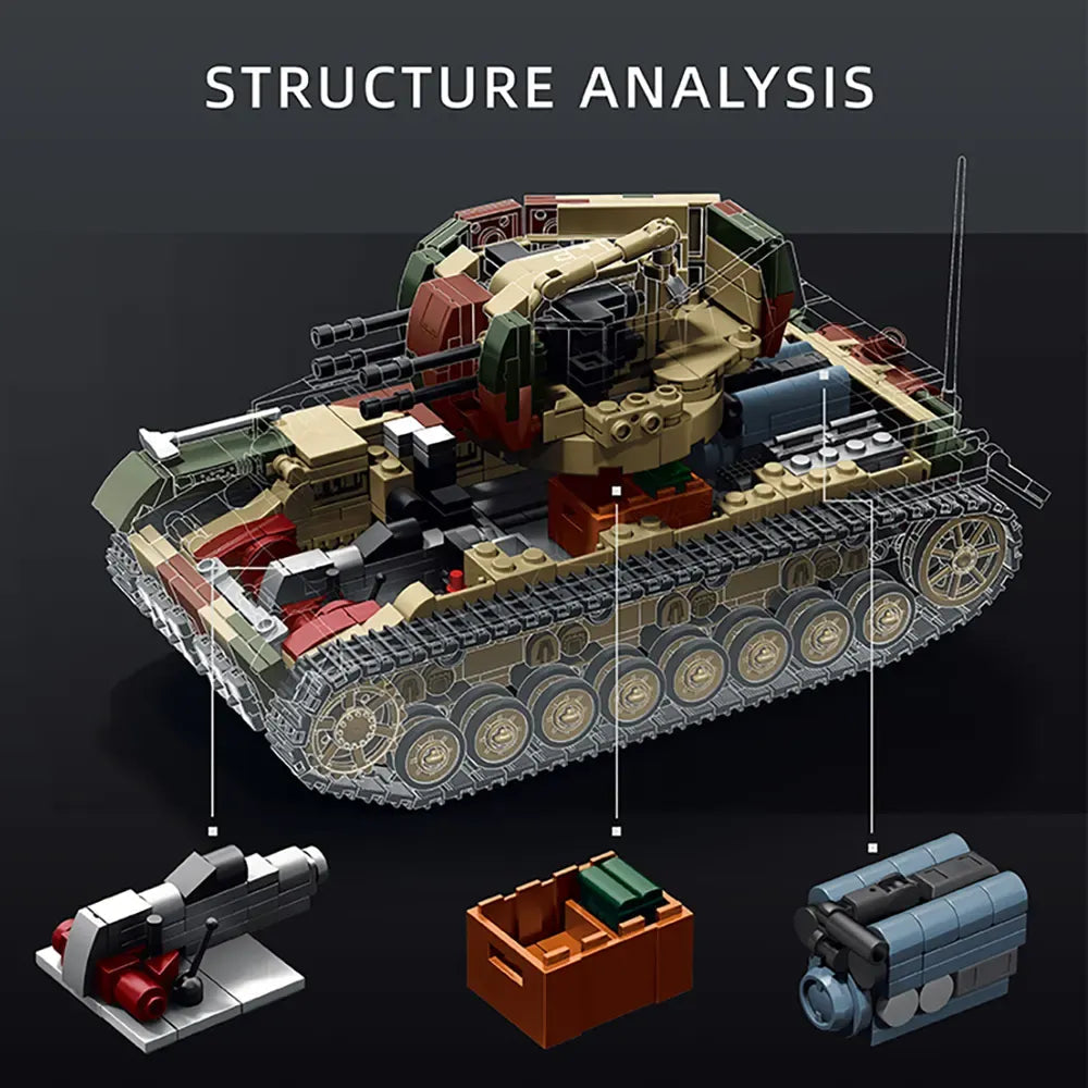12GO 97031 - Wirbelwind Flakpanzer IV Tank - vue 3 | Power Blockz