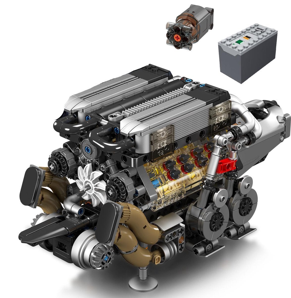 Mould King 10131 - Hypercar W16 Engine - vue 4 | Power Blockz