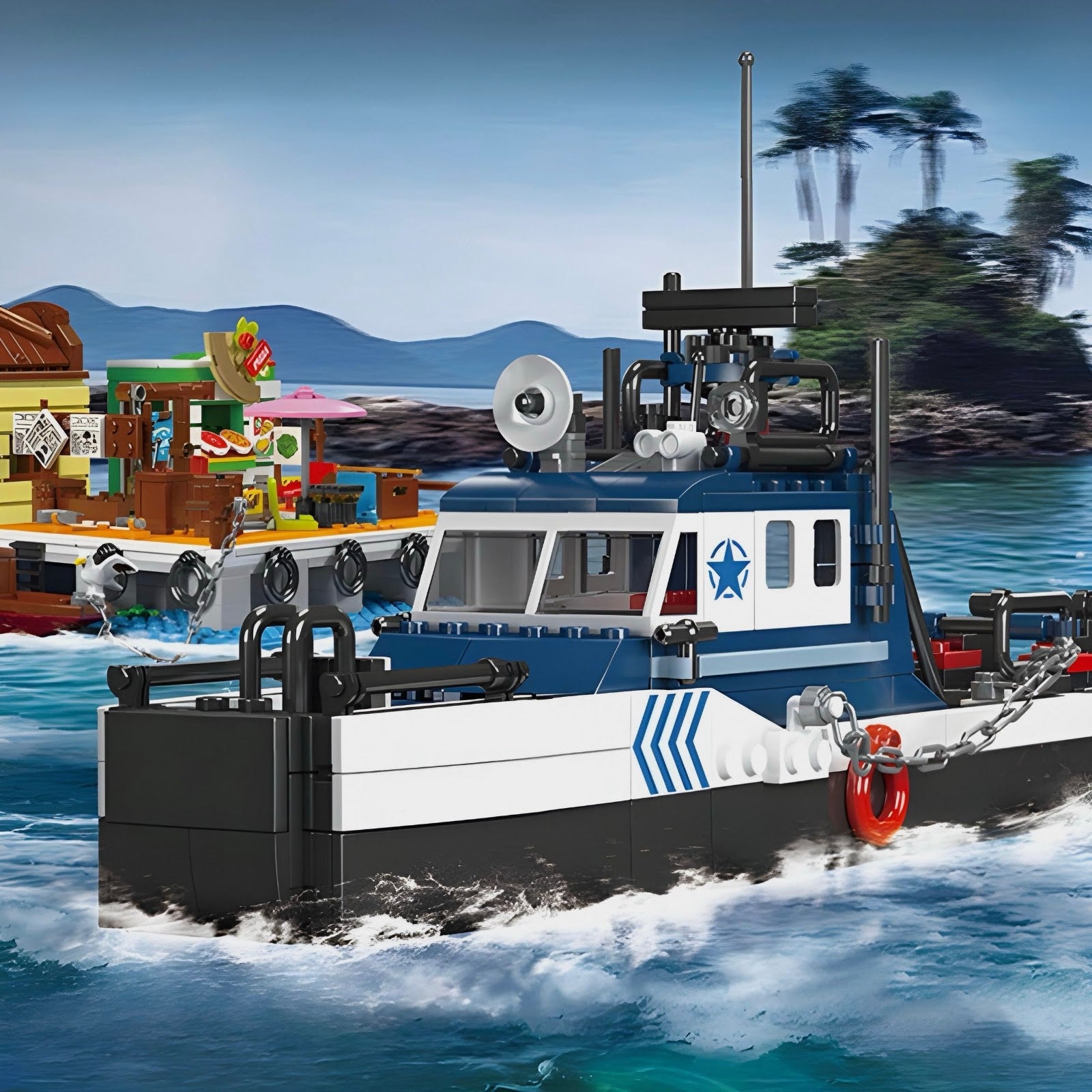 Mould King 10084 - Police Boat - vue 5 | Power Blockz