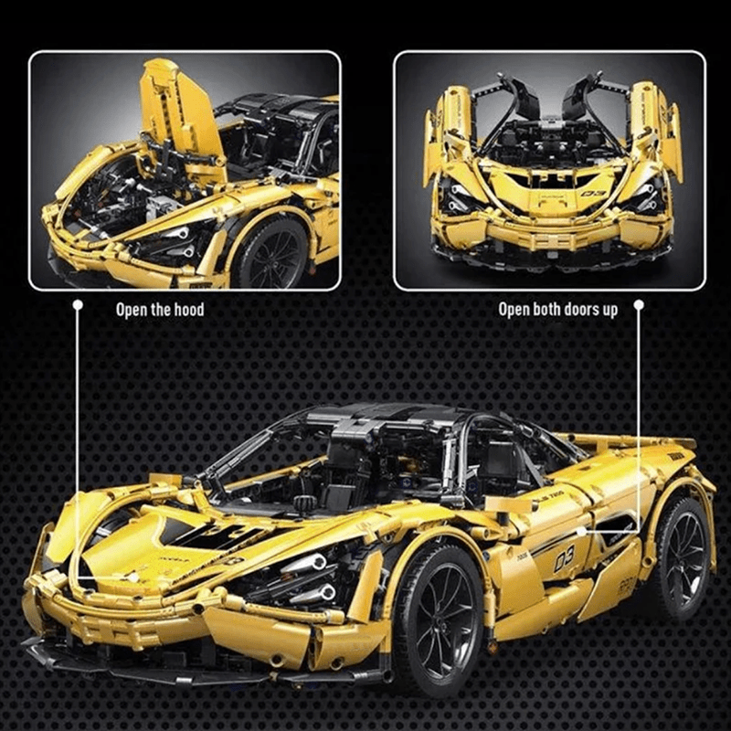 Mould King 13145 - Twin-Turbo 720 Supercar Yellow - vue 4 | Power Blockz
