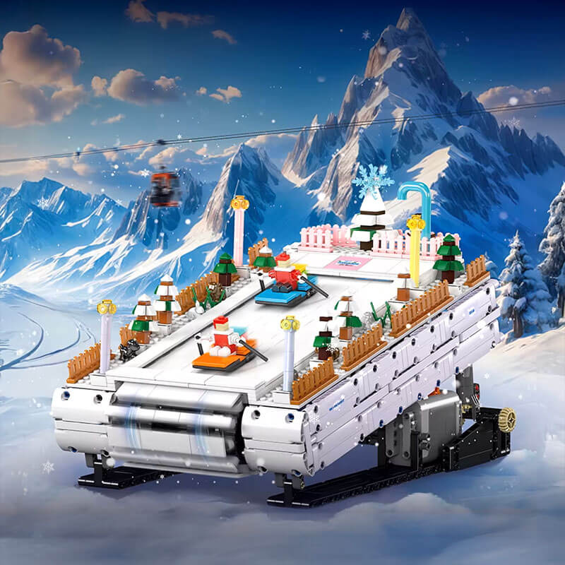 Mould King 10158 - Motorized Ski Resort - vue 2 | Power Blockz