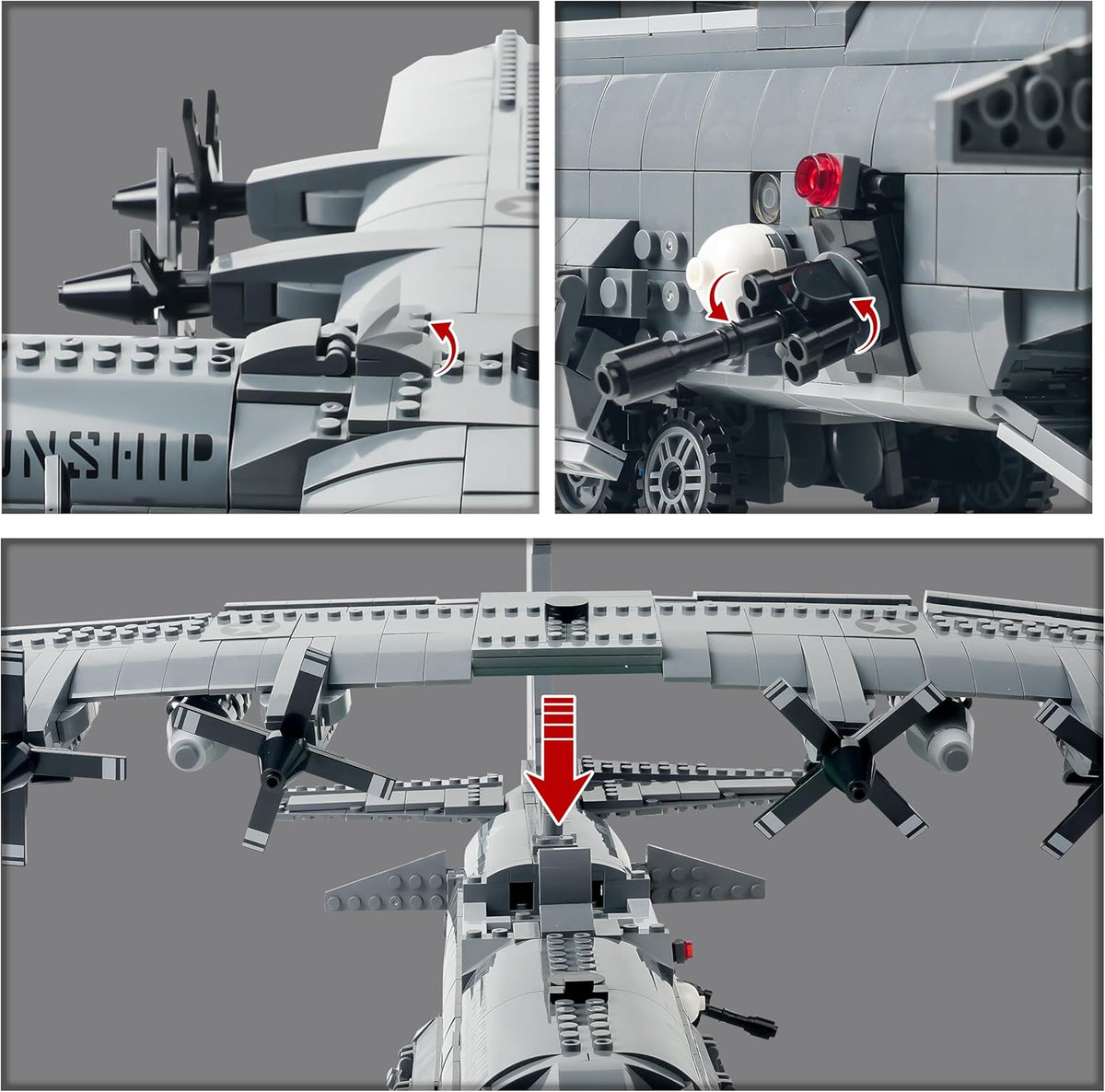 Xingbao XB-06023 - AC-130 Hercules Gunship Aircraft - vue 7 | Power Blockz