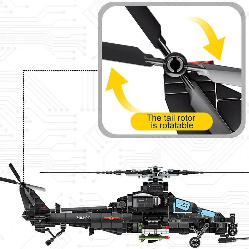 SEMBO 202119 - Z-10 Atack Helicopter - vue 2 | Power Blockz
