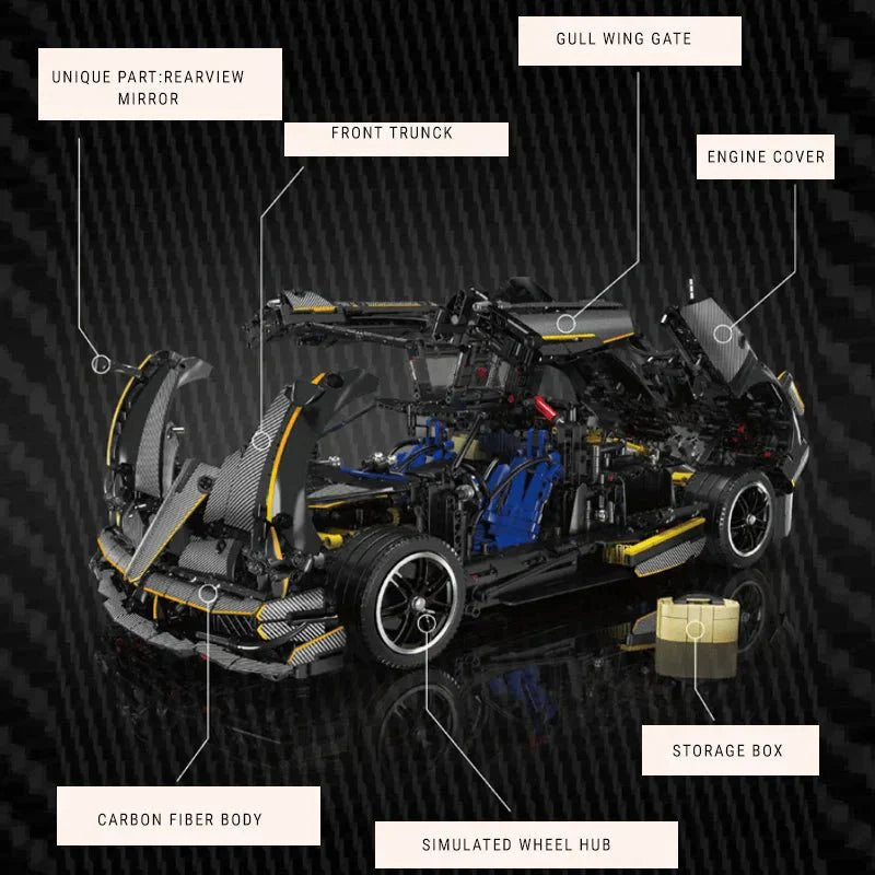 Mould King 13182 - Carbon-Fiber Italian Hypercar - vue 11 | Power Blockz