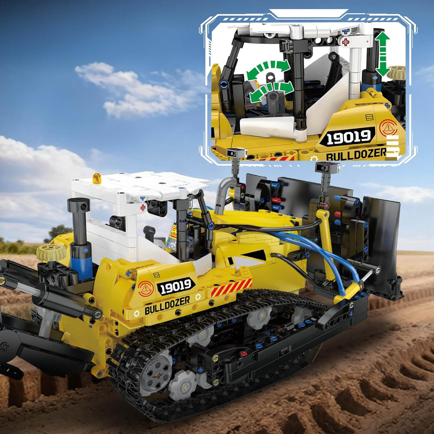 Mould King 19019 - Professional Pneumatic Bulldozer - vue 5 | Power Blockz