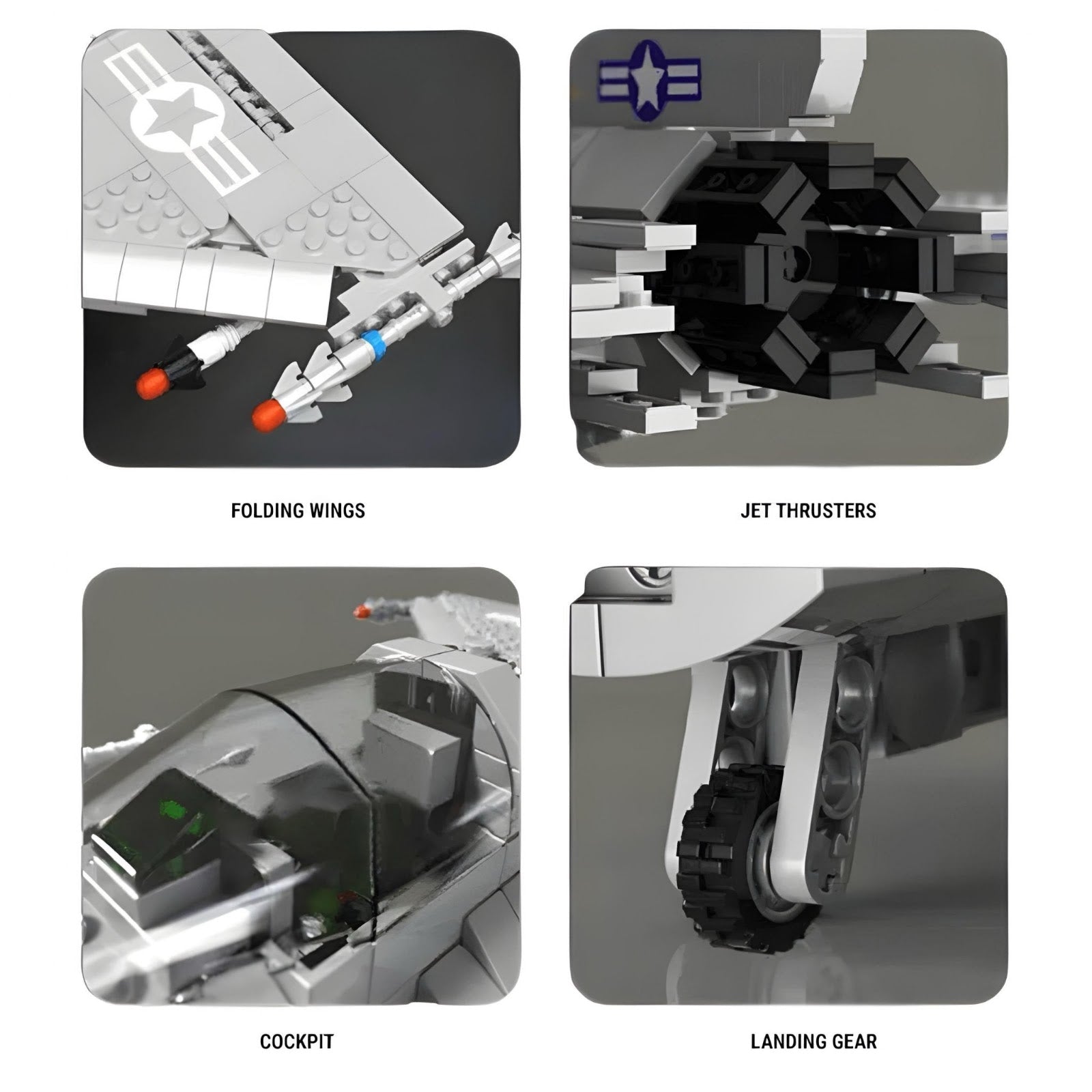 Reobrix 33027 - F16 Fighter Jet - vue 5 | Power Blockz
