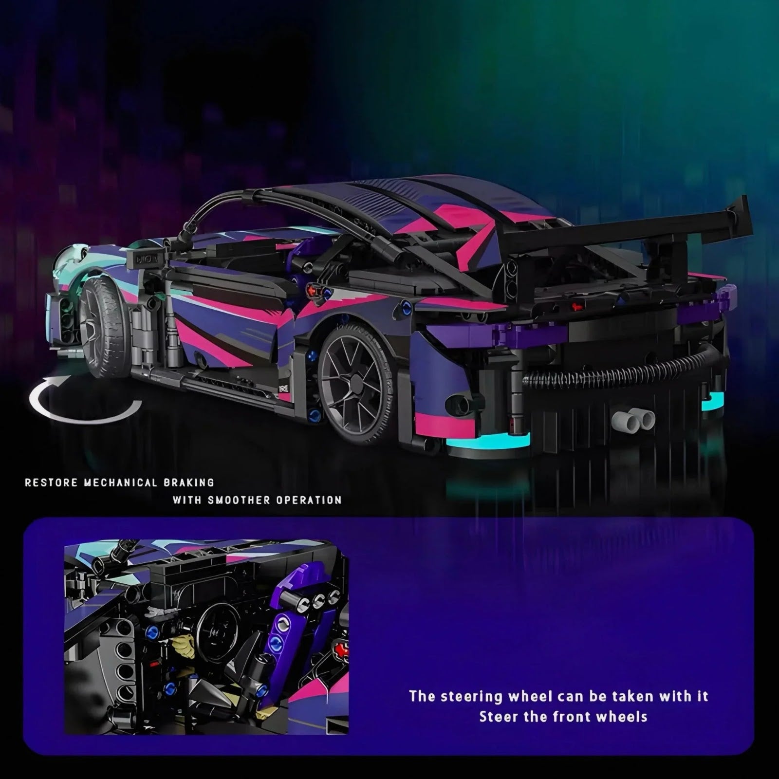 NUOJIAYING J2017 - 911 Cyberpunk Street Supercar - vue 2 | Power Blockz