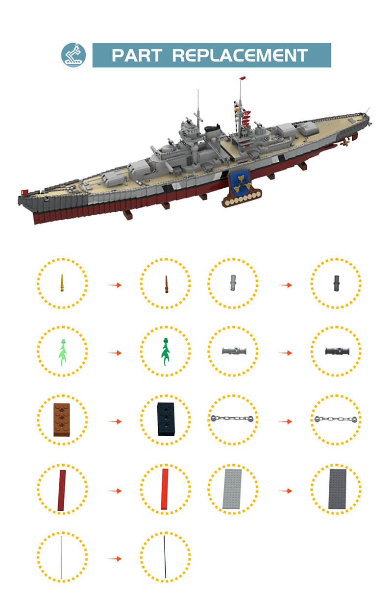 Gobricks MOC-84840 - German Battleship Bismarck - vue 5 | Power Blockz