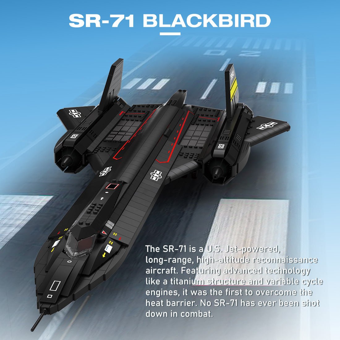 Reobrix 33041 - Sr71 Blackbird Tactical Aircraft - vue 8 | Power Blockz