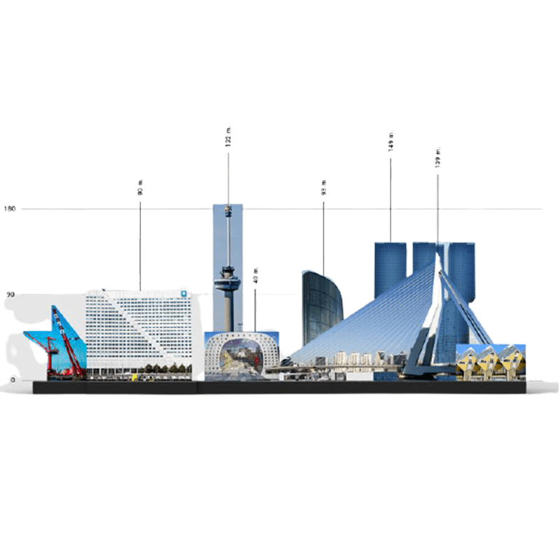 Gobricks MOC-40926 - Rotterdam Skyline - vue 2 | Power Blockz