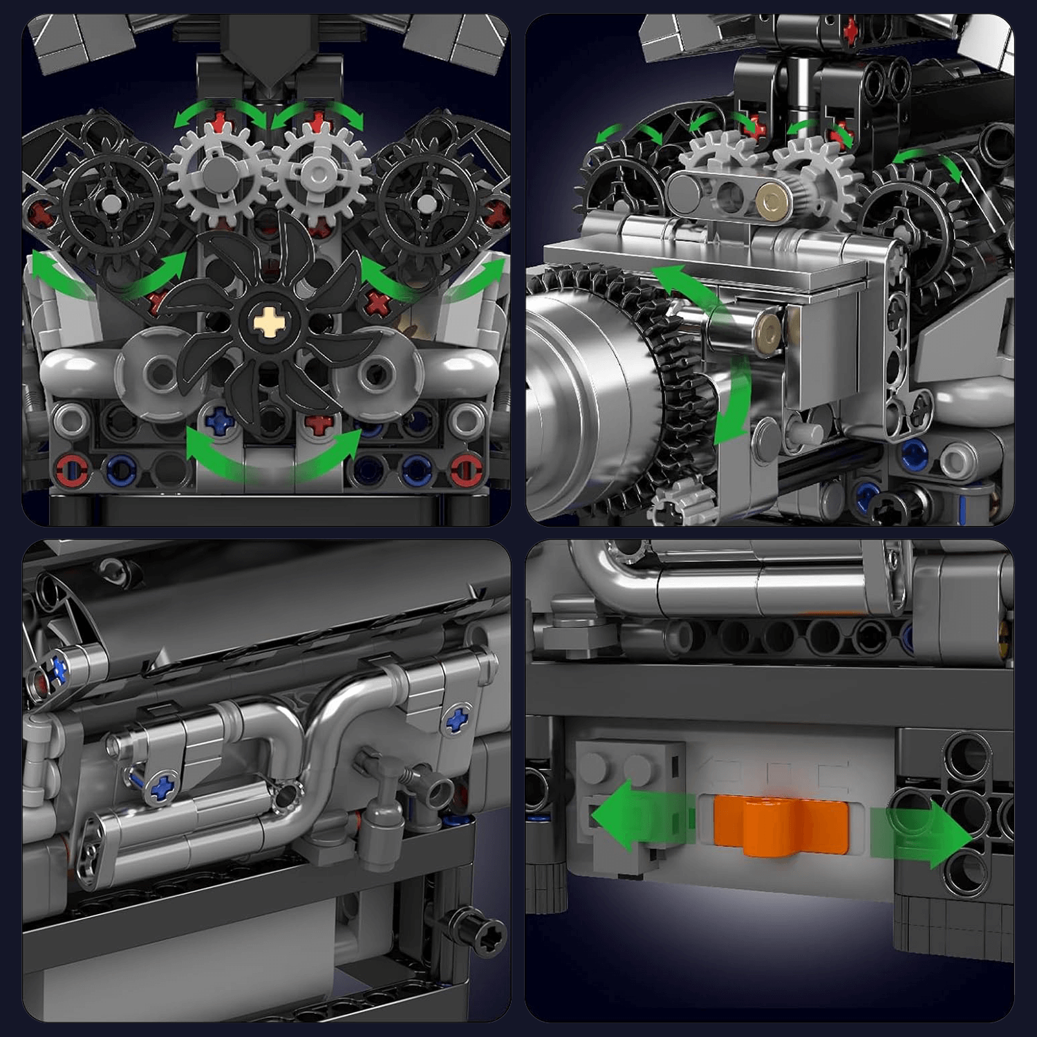Mould King 10205 - Motorized V12 Show Engine - vue 4 | Power Blockz