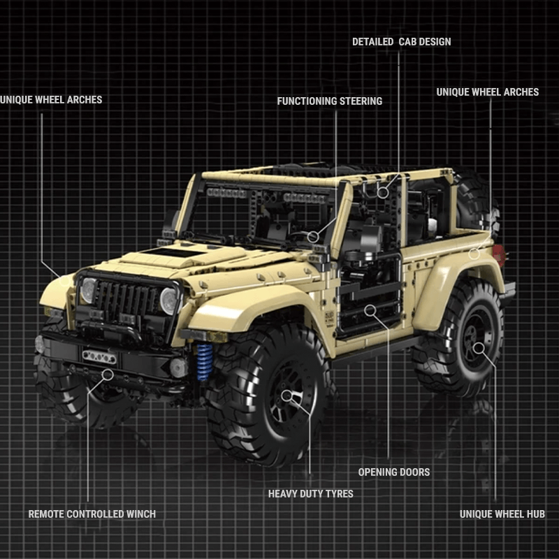 Mould King 13184 - All-Terrain Wrangler Sahara 4x4 - vue 18 | Power Blockz