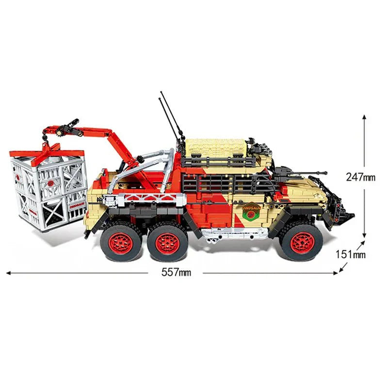 Sembo 701039 - Static Version - Jurassic Dino Hunter Off-Road Truck - vue 3 | Power Blockz