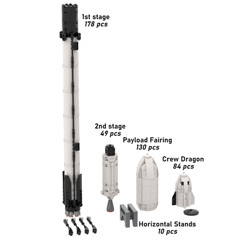 Gobricks MOC-75438 - Falcon 9 & Crew Dragon - vue 4 | Power Blockz