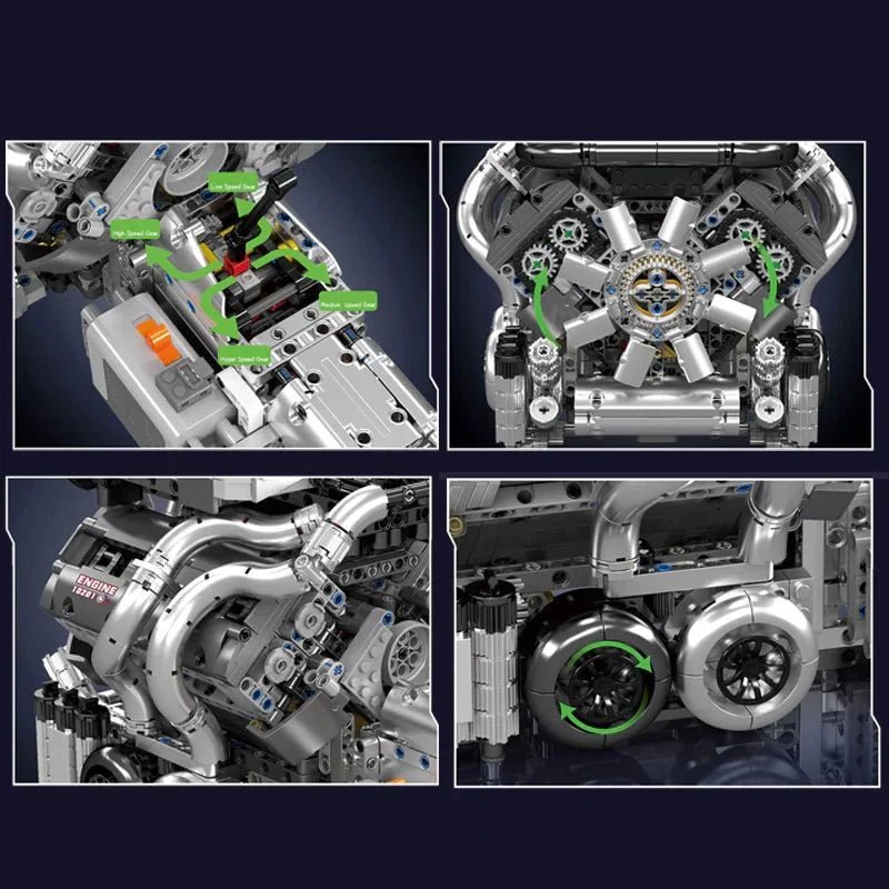 Mould King 10201 - W16 Engine & Transmission - vue 5 | Power Blockz