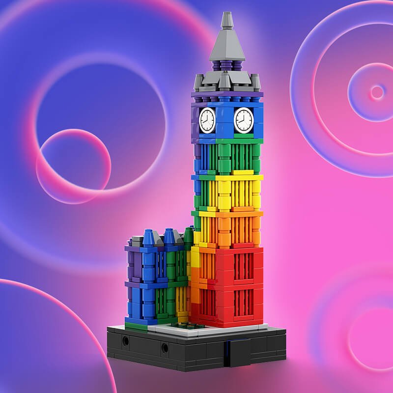 Power Blockz MOC-133916 - Colorful Big Ben II - vue 6 | Power Blockz