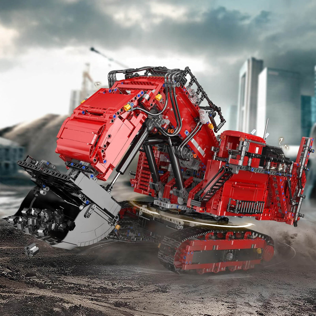 Mould King 17071 - Red - Heavy-Duty RC Excavator - vue 3 | Power Blockz
