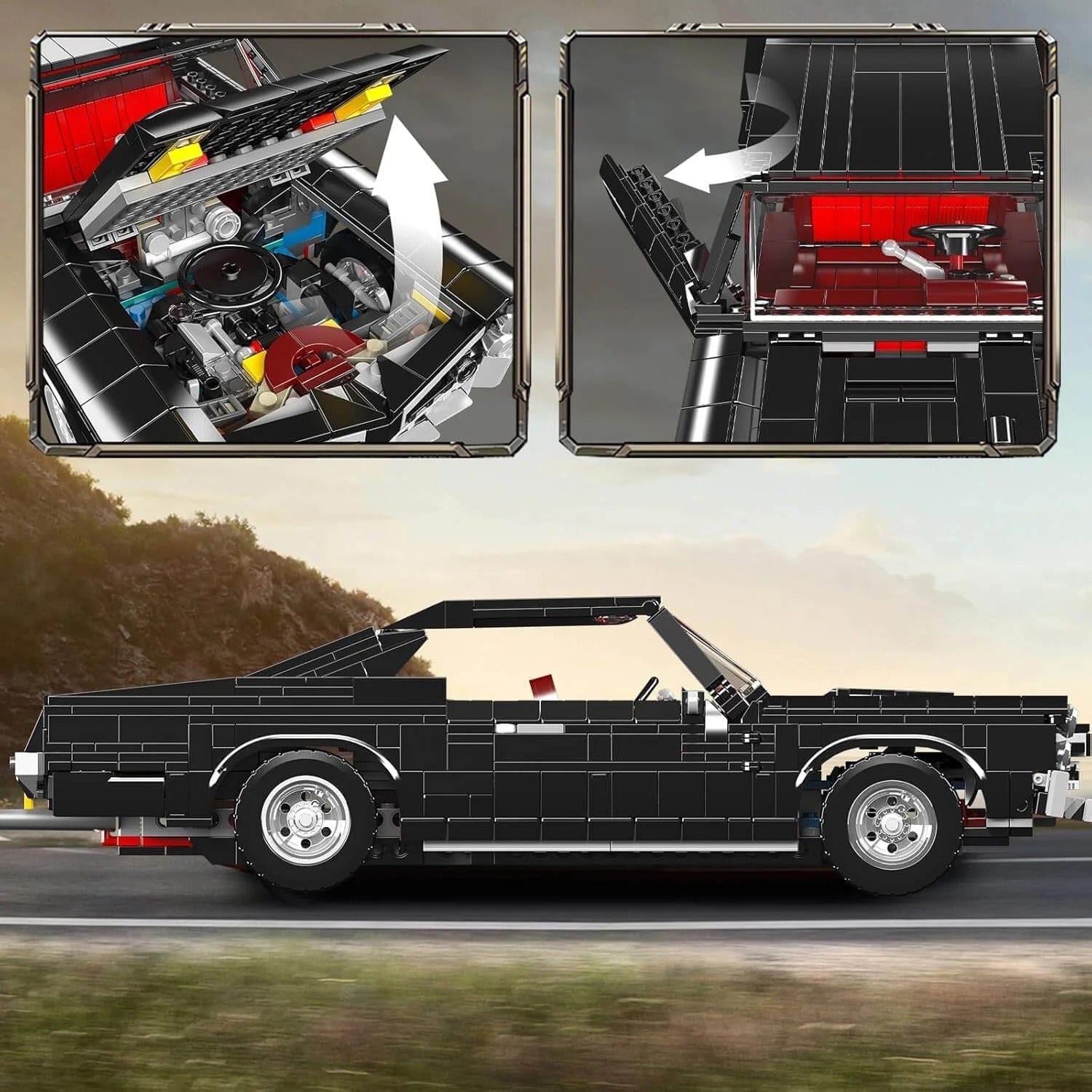 Mould King 10199 - 1960s American V8 Cruiser - vue 7 | Power Blockz