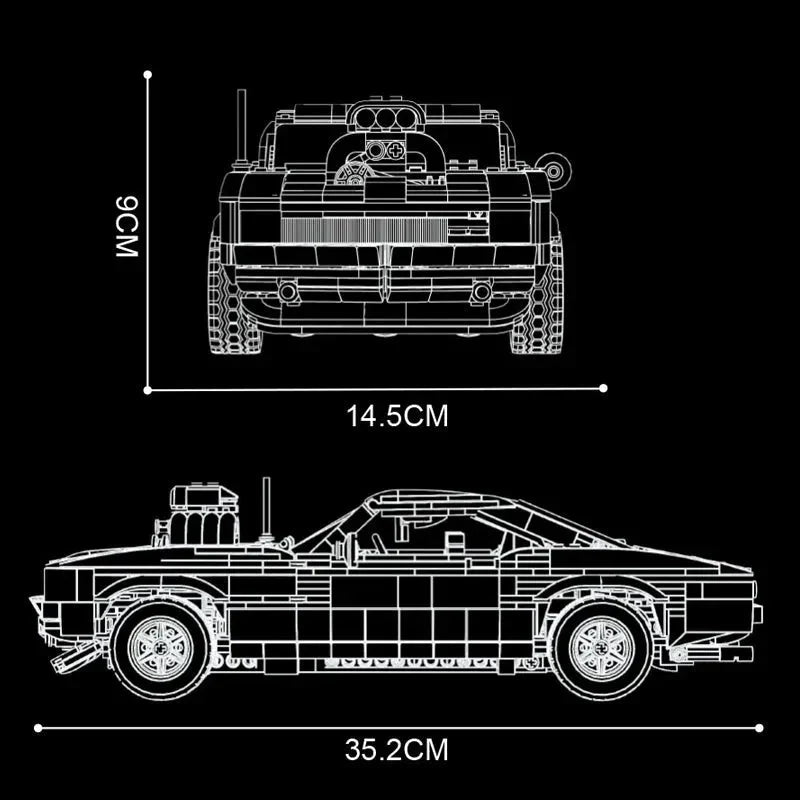 Mould King 10028 - Mini Classic Muscle Coupe - vue 7 | Power Blockz