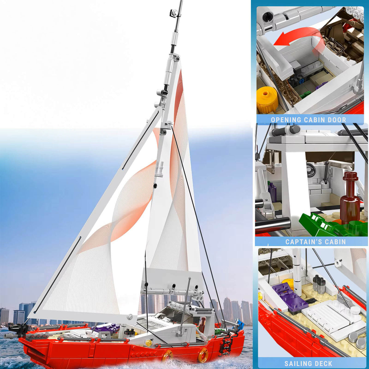Mould King 10194 - Bluewater Ocean Sailboat - vue 2 | Power Blockz