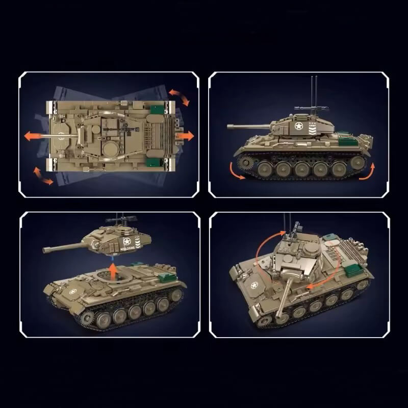 Mould King 20043 - M24 Chaffee Tank Remote Control - vue 7 | Power Blockz