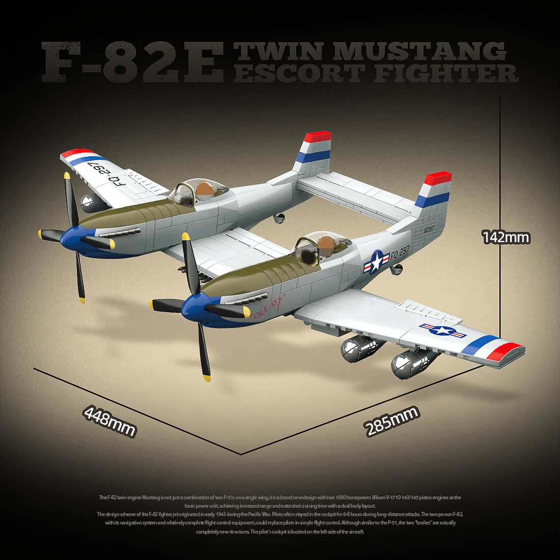 Quanguan 100281 - Twin-Fuselage Escort Fighter - vue 3 | Power Blockz