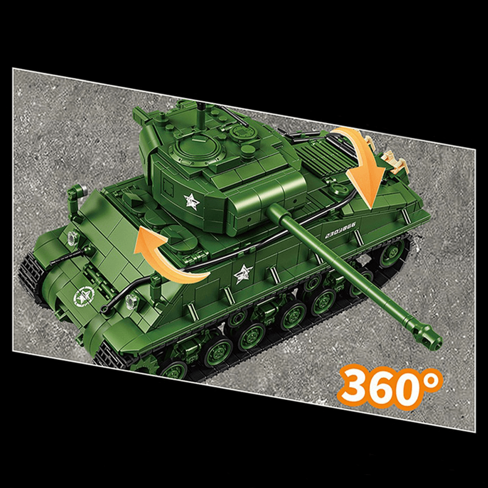 12GO 97010 - M4 Sherman Battle Tank - vue 12 | Power Blockz