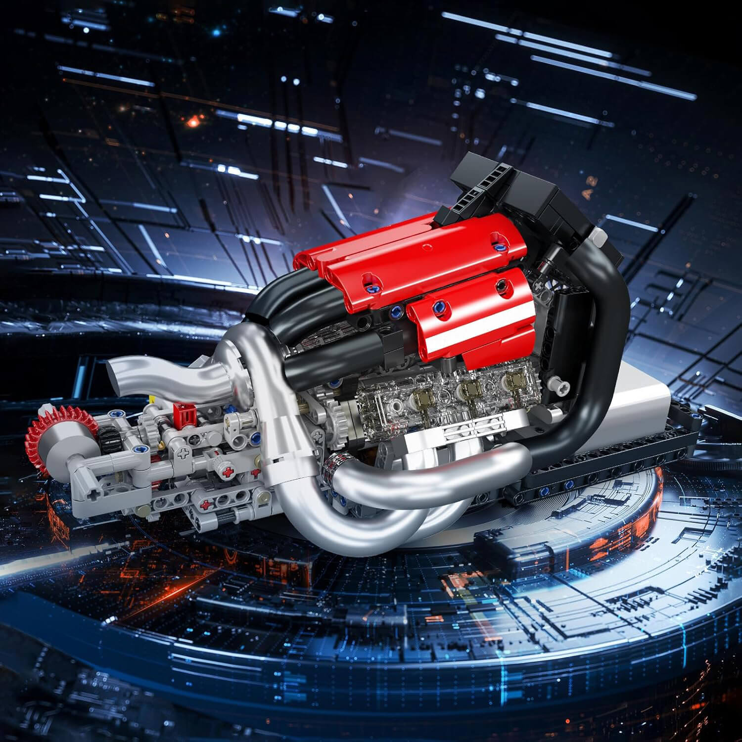 Mould King 10188 - V8 Formula 1 Engine - vue 5 | Power Blockz