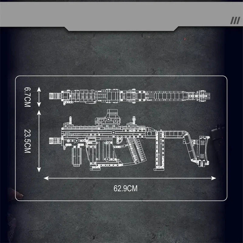 Mould King 14031 - Motorized KRISS Vector SMG - vue 6 | Power Blockz