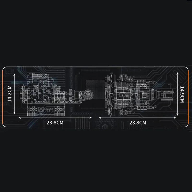 Mould King 10207 - PAG Supercar V12 Engine Technic - vue 3 | Power Blockz