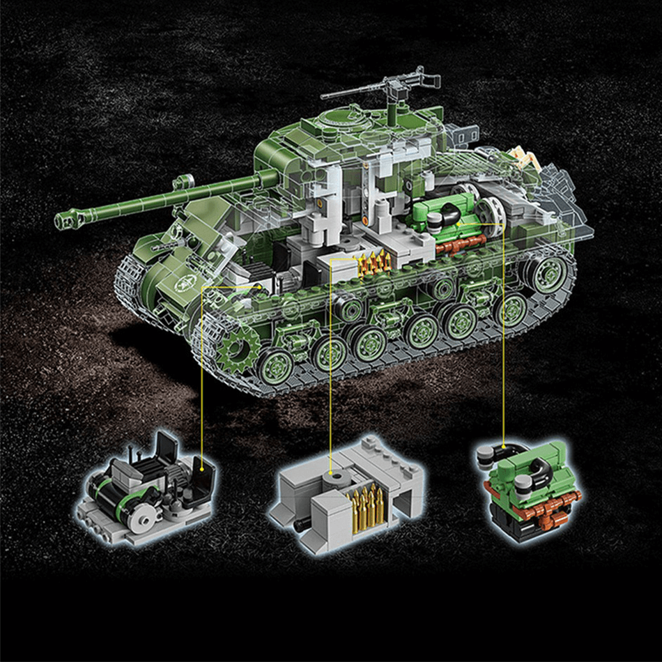 12GO 97010 - M4 Sherman Battle Tank - vue 5 | Power Blockz