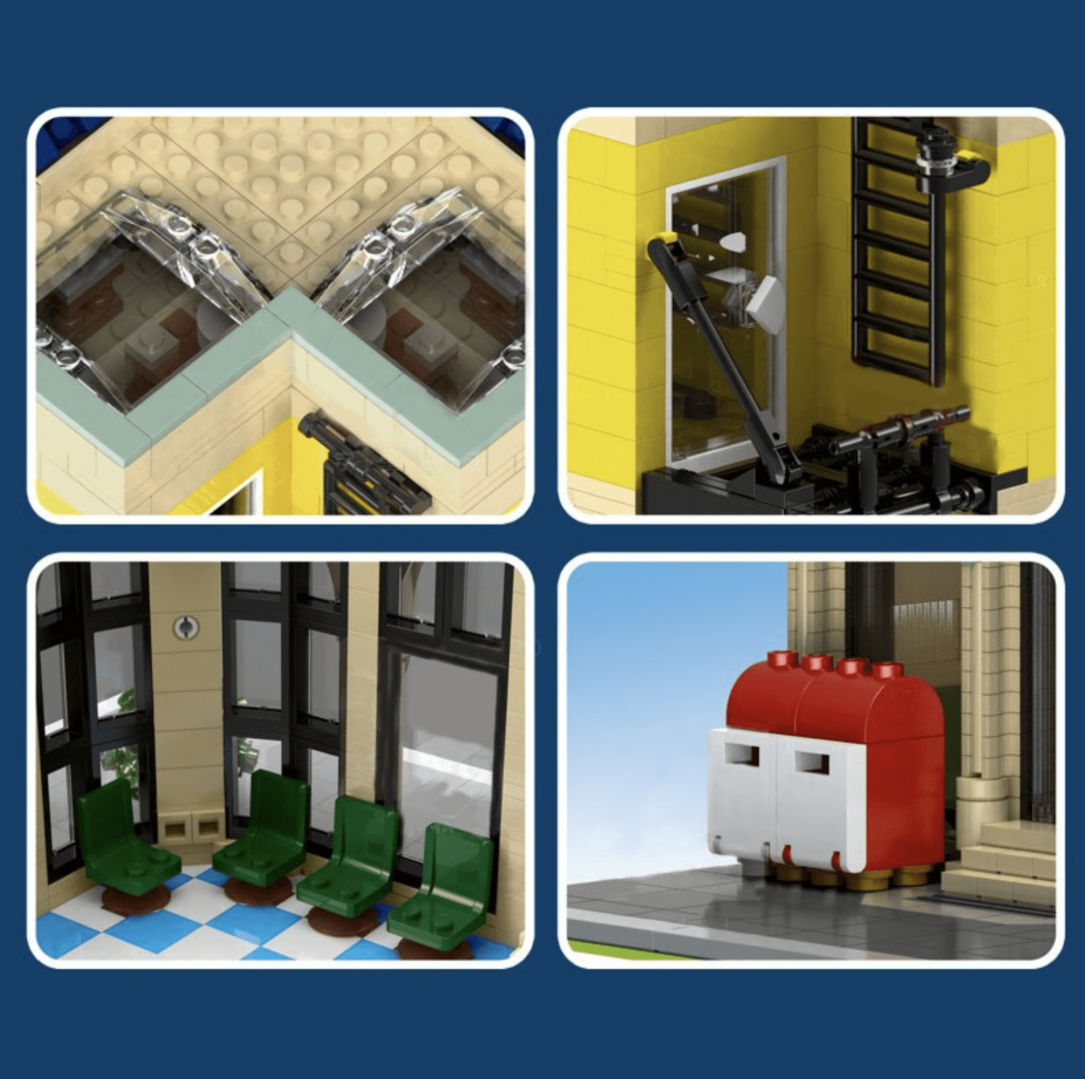 Mould King 16010 - Corner Post Office - vue 8 | Power Blockz