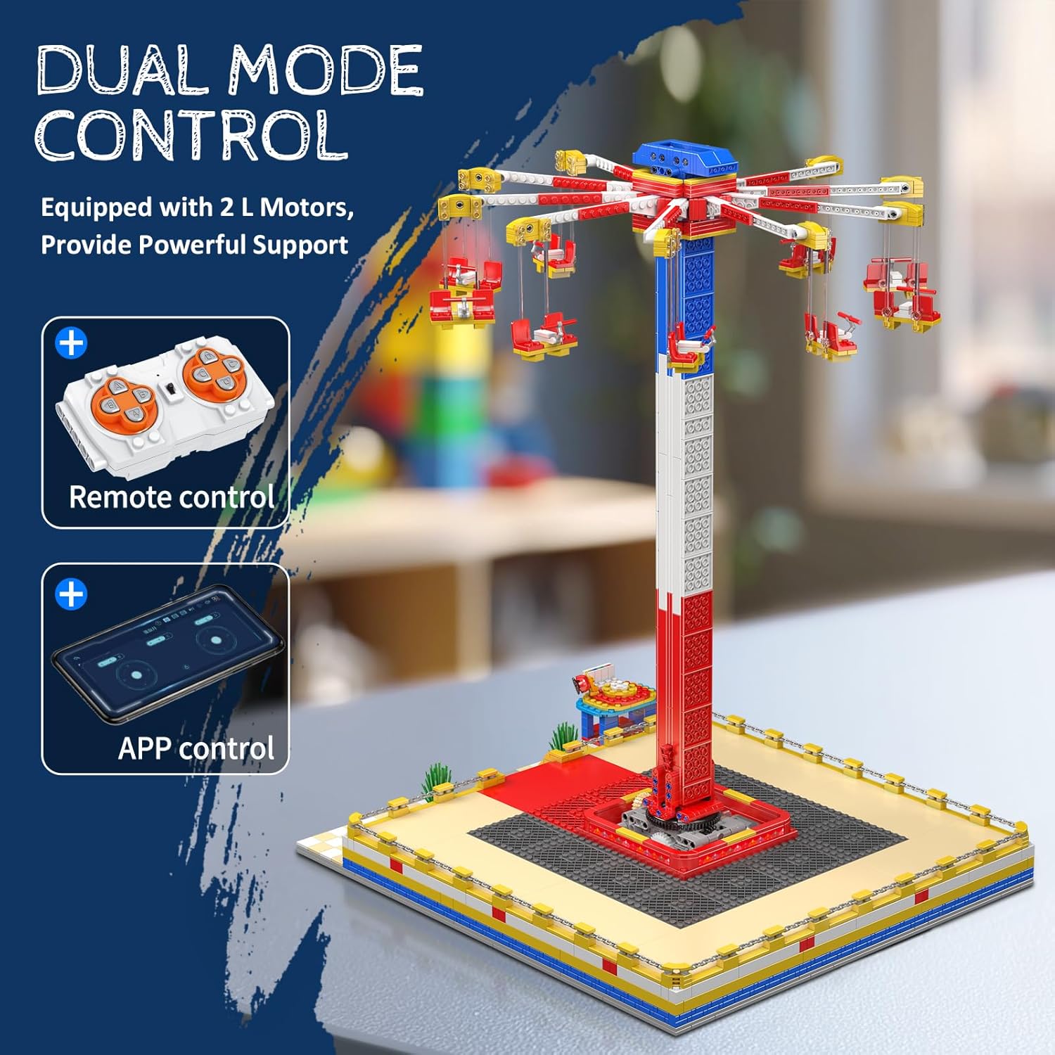 Mould King 11016 - Motorized Swing Carousel - vue 4 | Power Blockz