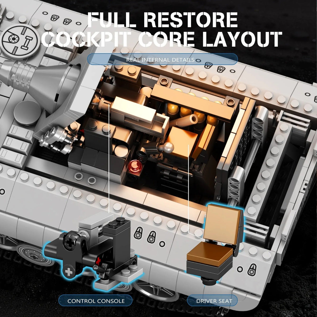 Reobrix 77037 - E100 Battle Tank - vue 4 | Power Blockz