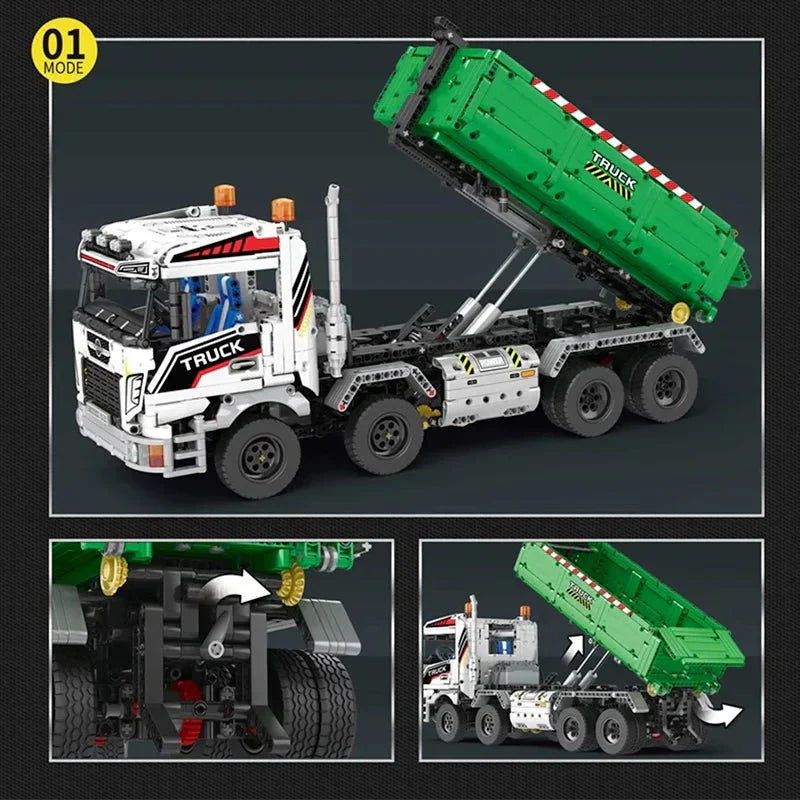 Reobrix 22021 - Dump Truck with Trailer - vue 4 | Power Blockz
