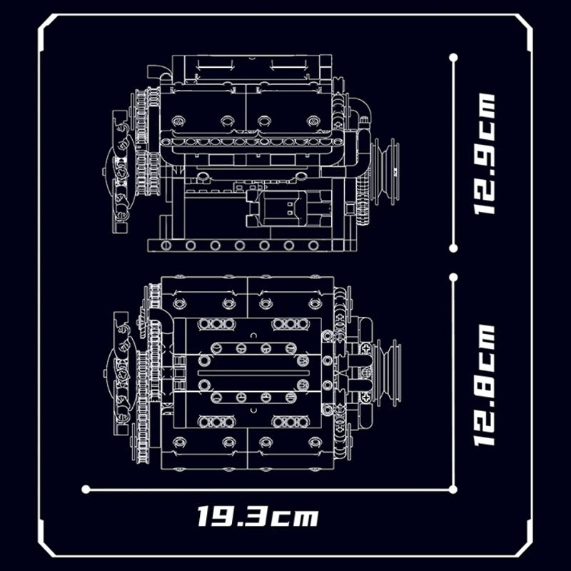 Mould King 10188 - Motorized V8 Muscle Engine - vue 3 | Power Blockz