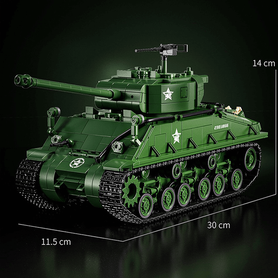 12GO 97010 - M4 Sherman Battle Tank - vue 15 | Power Blockz
