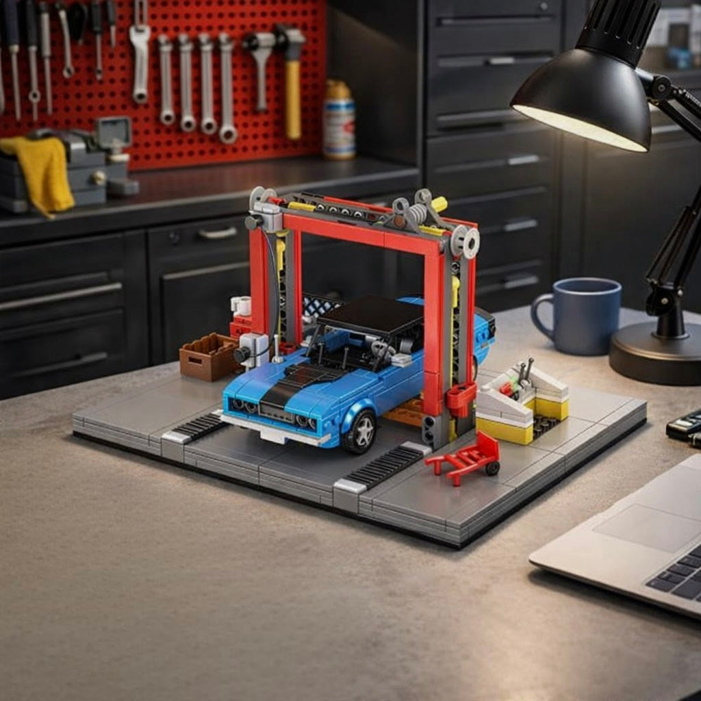 Mould King 24086 - 70s American Auto Repair Shop - vue 3 | Power Blockz