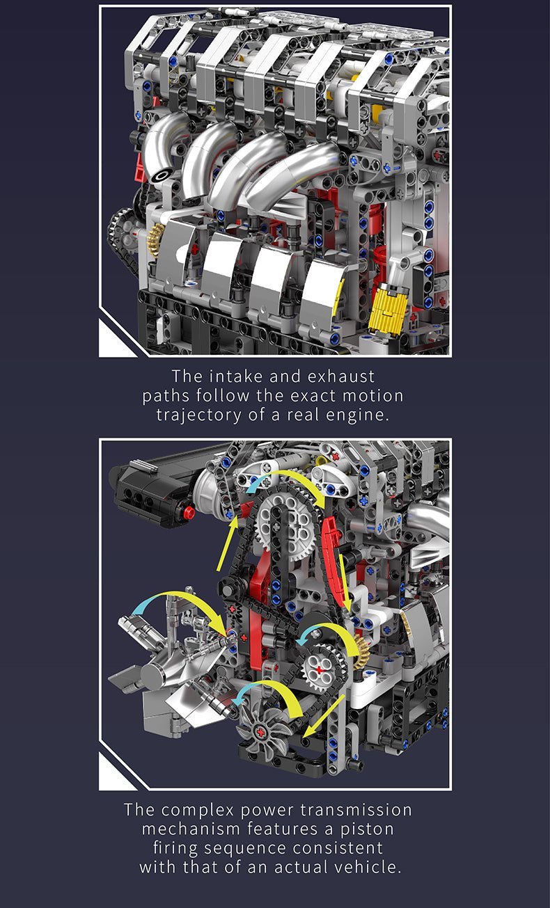Mould King 10087 - Functional Inline 4-Cylinder L4 Gasoline - vue 3 | Power Blockz