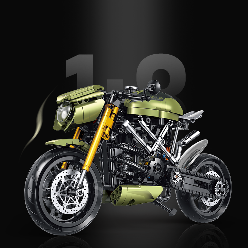 60547 - Combat Racer 1:8 Café Racer Motorcycle - View 5 | Power Blockz