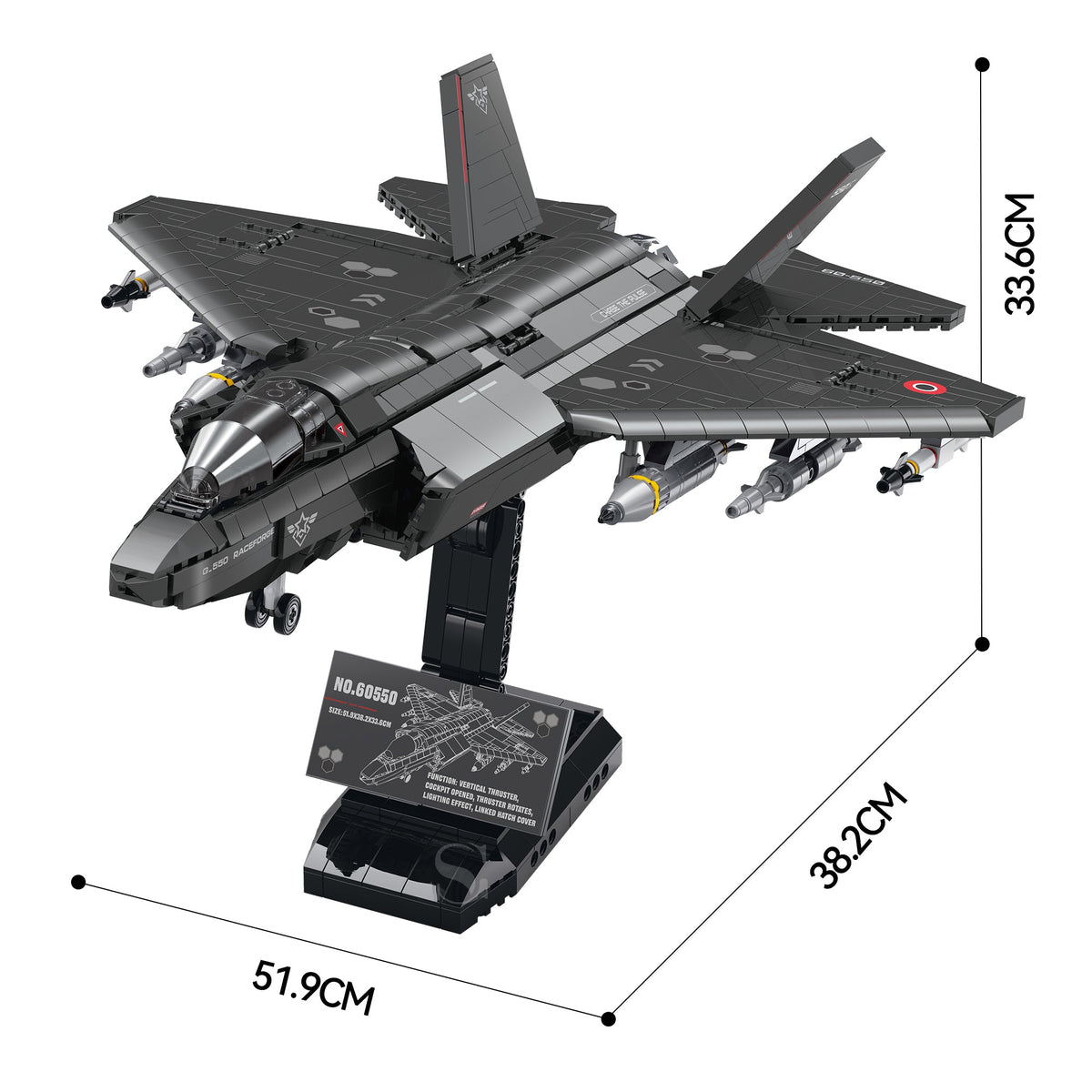 60550 - Sky Raptor X-35 1:48 Stealth Fighter Jet - View 5 | Power Blockz