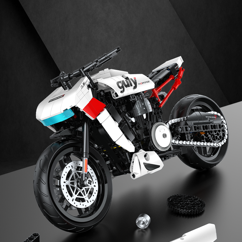 60537 - Arctic Pulse 1:8 Neo-Retro Motorcycle - View 6 | Power Blockz