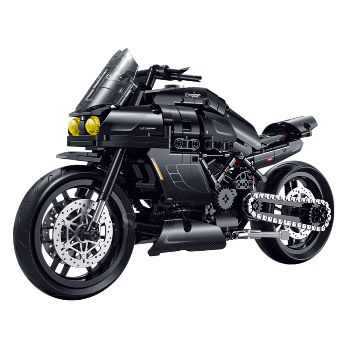 Night Hornet blacked-out café racer building blocks model - Power Blockz